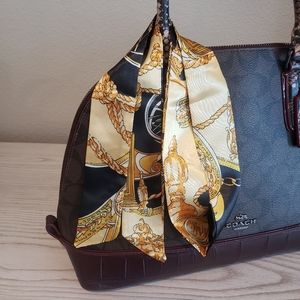 Twilly Scarf for purse bag hair etc Black Gold